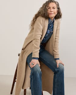 WOMEN'S LAMBSWOOL DUSTER CARDIGAN IN TAN MIX image number 1