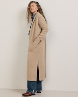 ALTERNATE VIEW OF WOMEN'S LAMBSWOOL DUSTER CARDIGAN IN TAN MIX image number 3