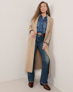 ALTERNATE VIEW OF WOMEN'S LAMBSWOOL DUSTER CARDIGAN IN TAN MIX image number 5