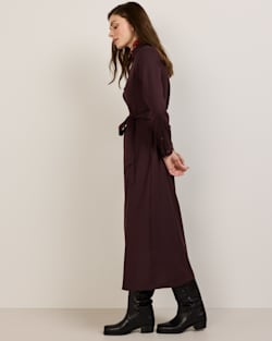 ALTERNATE VIEW OF WOMEN'S WORSTED WOOL SHIRT DRESS IN MAROON MIX image number 2