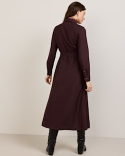 ALTERNATE VIEW OF WOMEN'S WORSTED WOOL SHIRT DRESS IN MAROON MIX image number 3