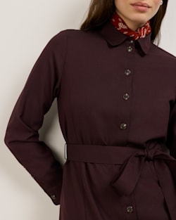 ALTERNATE VIEW OF WOMEN'S WORSTED WOOL SHIRT DRESS IN MAROON MIX image number 5
