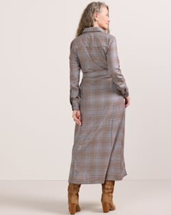 ALTERNATE VIEW OF WOMEN'S PLAID WORSTED WOOL SHIRT DRESS IN BLUE/MAROON image number 6