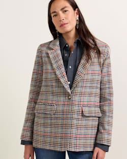 WOMEN'S TWEED WOOL BLAZER IN CAMEL BRIGHTS CHECK image number 1
