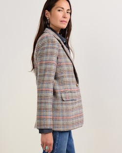 ALTERNATE VIEW OF WOMEN'S TWEED WOOL BLAZER IN CAMEL BRIGHTS CHECK image number 3