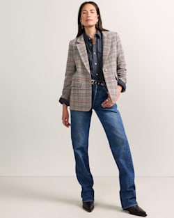 ALTERNATE VIEW OF WOMEN'S TWEED WOOL BLAZER IN CAMEL BRIGHTS CHECK image number 4