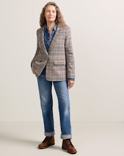 ALTERNATE VIEW OF WOMEN'S TWEED WOOL BLAZER IN CAMEL BRIGHTS CHECK image number 5