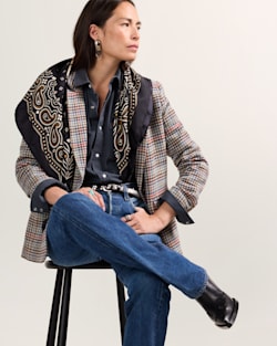 ALTERNATE VIEW OF WOMEN'S TWEED WOOL BLAZER IN CAMEL BRIGHTS CHECK image number 7