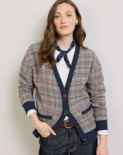 WOMEN'S EAGLE RIVER WOOL CARDIGAN IN CAMEL BRIGHTS CHECK image number 1