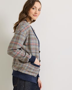 ALTERNATE VIEW OF WOMEN'S EAGLE RIVER WOOL CARDIGAN IN CAMEL BRIGHTS CHECK image number 4