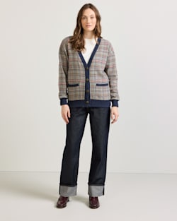 ALTERNATE VIEW OF WOMEN'S EAGLE RIVER WOOL CARDIGAN IN CAMEL BRIGHTS CHECK image number 5