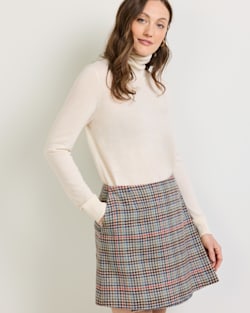 ALTERNATE VIEW OF WOMEN'S MARGO WOOL WRAP SKIRT IN CAMEL BRIGHTS CHECK image number 6
