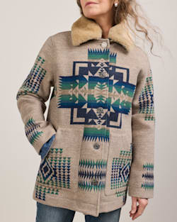 ALTERNATE VIEW OF WOMEN'S BROWNSVILLE SHEARLING COLLAR WOOL COAT IN TAN CHIEF JOSEPH image number 4