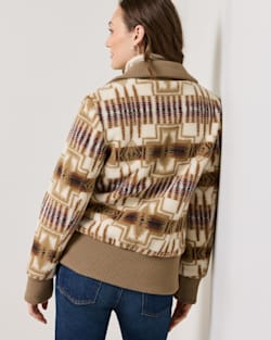 ALTERNATE VIEW OF WOMEN'S HARDING FOXGLOVE FLEECE BOMBER JACKET IN TAN/IVORY image number 4