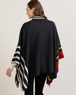 ALTERNATE VIEW OF WOMEN'S MERINO WOOL BLANKET CAPE IN CHARCOAL MULTI STRIPE image number 2