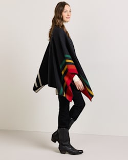 ALTERNATE VIEW OF WOMEN'S MERINO WOOL BLANKET CAPE IN CHARCOAL MULTI STRIPE image number 4