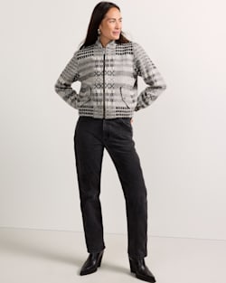 WOMEN'S TEXTURED WOOL BOMBER JACKET IN BLACK/GREY OVERSHOT image number 1