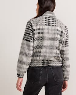 ALTERNATE VIEW OF WOMEN'S TEXTURED WOOL BOMBER JACKET IN BLACK/GREY OVERSHOT image number 3