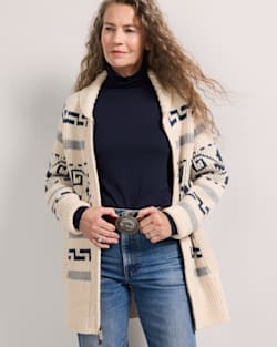 ALTERNATE VIEW OF WOMEN'S WESTERLEY COLLECTION CARDIGAN IN IVORY/BLUE MULTI image number 4