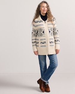 ALTERNATE VIEW OF WOMEN'S WESTERLEY COLLECTION CARDIGAN IN IVORY/BLUE MULTI image number 5