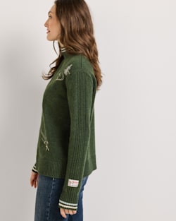 ALTERNATE VIEW OF WOMEN'S LAMBSWOOL HALF-ZIP SKI SWEATER IN DARK FIR image number 3