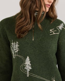 ALTERNATE VIEW OF WOMEN'S LAMBSWOOL HALF-ZIP SKI SWEATER IN DARK FIR image number 4