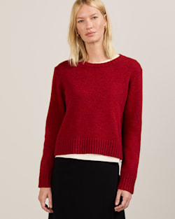 ALTERNATE VIEW OF WOMEN'S SHETLAND COLLECTION CREWNECK IN RED HEATHER image number 2