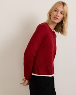 ALTERNATE VIEW OF WOMEN'S SHETLAND COLLECTION CREWNECK IN RED HEATHER image number 3