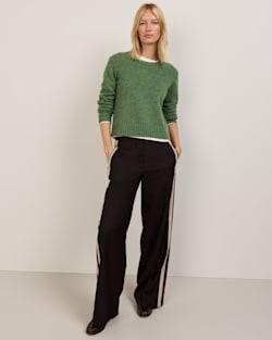 ALTERNATE VIEW OF WOMEN'S SHETLAND COLLECTION CREWNECK IN GREEN HEATHER image number 6