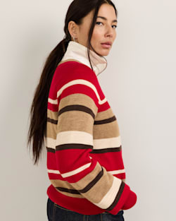 ALTERNATE VIEW OF WOMEN'S MERINO MULTI STRIPE SWEATER IN RED MULTI image number 2