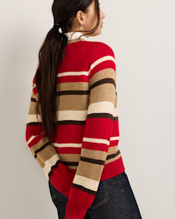 ALTERNATE VIEW OF WOMEN'S MERINO MULTI STRIPE SWEATER IN RED MULTI image number 3