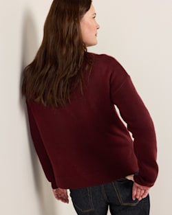 ALTERNATE VIEW OF WOMEN'S MERINO V-NECK SWEATER IN WINE image number 4