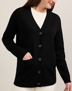 ALTERNATE VIEW OF WOMEN'S RELAXED MERINO CARDIGAN IN BLACK image number 5