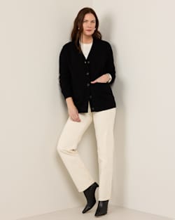 ALTERNATE VIEW OF WOMEN'S RELAXED MERINO CARDIGAN IN BLACK image number 6