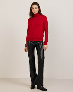 ALTERNATE VIEW OF WOMEN'S MERINO TURTLENECK IN RED image number 3
