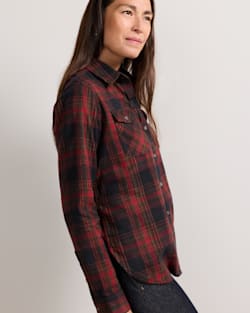 ALTERNATE VIEW OF WOMEN'S PLAID PERFECT TWO POCKET FLANNEL SHIRT IN BLACK/RED MULTI image number 2