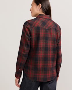 ALTERNATE VIEW OF WOMEN'S PLAID PERFECT TWO POCKET FLANNEL SHIRT IN BLACK/RED MULTI image number 3