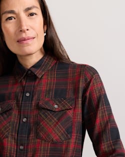 ALTERNATE VIEW OF WOMEN'S PLAID PERFECT TWO POCKET FLANNEL SHIRT IN BLACK/RED MULTI image number 4