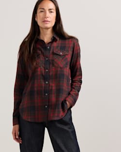 ALTERNATE VIEW OF WOMEN'S PLAID PERFECT TWO POCKET FLANNEL SHIRT IN BLACK/RED MULTI image number 5