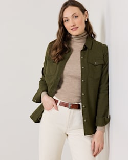 ALTERNATE VIEW OF WOMEN'S PERFECT TWO POCKET FLANNEL SHIRT IN DARK FIR image number 4