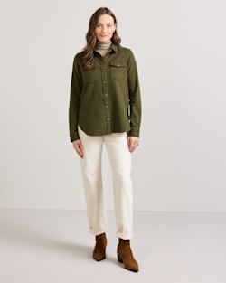 ALTERNATE VIEW OF WOMEN'S PERFECT TWO POCKET FLANNEL SHIRT IN DARK FIR image number 5
