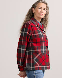 ALTERNATE VIEW OF WOMEN'S 49ER JACKET IN RED/CHARCOAL PLAID image number 3