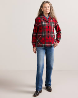 ALTERNATE VIEW OF WOMEN'S 49ER JACKET IN RED/CHARCOAL PLAID image number 5