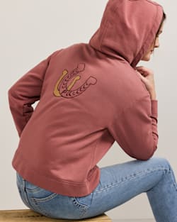 ALTERNATE VIEW OF WOMEN'S EMBROIDERED GRAPHIC ZIP HOODIE IN DARK ROSE image number 2