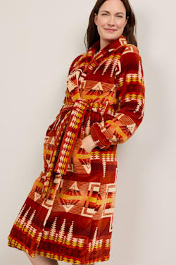 WOMEN'S HARDING COTTON TERRY VELOUR BATHROBE IN CORAL image number 5