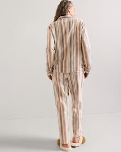 ALTERNATE VIEW OF WOMEN'S MULTI STRIPE FLANNEL PAJAMA SET IN IVORY MULTI image number 5