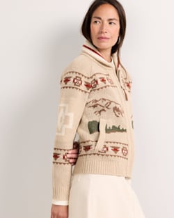 ALTERNATE VIEW OF WOMEN'S ALPINE LAMBSWOOL ZIP CARDIGAN IN OATMEAL HEATHER image number 4