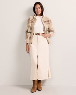 ALTERNATE VIEW OF WOMEN'S ALPINE LAMBSWOOL ZIP CARDIGAN IN OATMEAL HEATHER image number 5