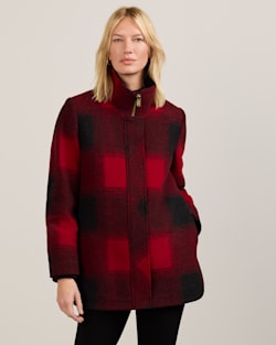 WOMEN'S PLAID WOOL COAT IN RED OMBRE image number 1