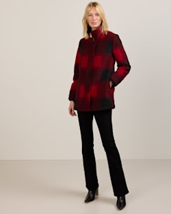 ALTERNATE VIEW OF WOMEN'S PLAID WOOL COAT IN RED OMBRE image number 3